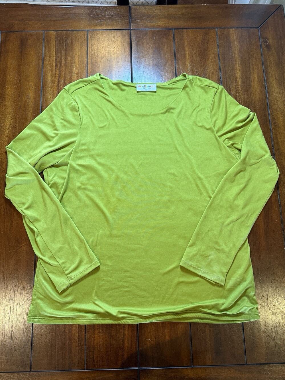 MyEllement Boutique Women's 3XL Green Solid Scoop Neck Long Sleeve Stretch Knit